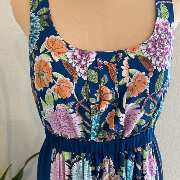 Anthropologie Moulinette Soeurs blue floral silk mini dress with pockets Medium - Picture 2 of 6